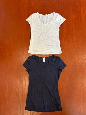 H&M White and Navy Short Sleeve Tees